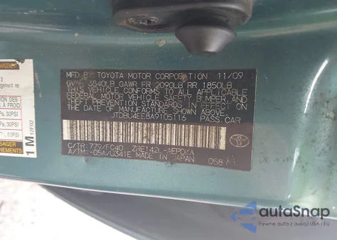 2010 Toyota Corolla Le z USA, uszkodzony, nr VIN JTDBU4EE8A9105116